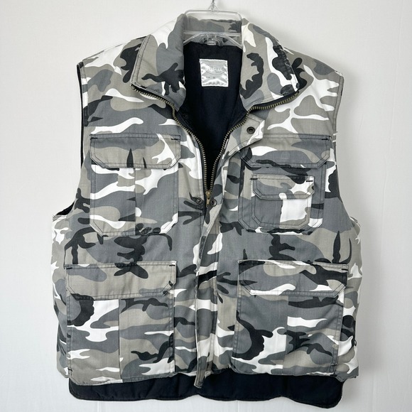 Mil Tec Urban Camo Utility Vest Mens M Gray Camouflage Padded Hunt Camp 5 Pocket - Picture 1 of 11